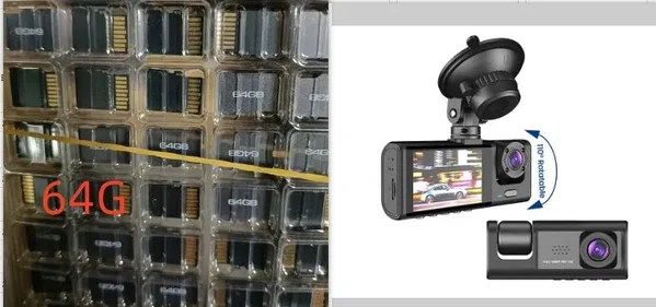 Rejestrator jazdy 1080P z IR do wnętrza i na zewnątrz, zestaw 3