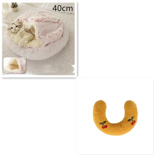 Legowisko 2w1 dla psa i kota, pluszowe, różowe 40 cm