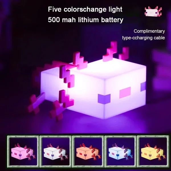 Lampka Axolotl LED RGB do pokoju gracza Minecraft