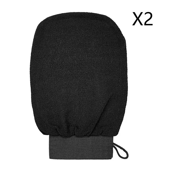 Czarne rękawice peelingujące do kąpieli, 2 szt.
