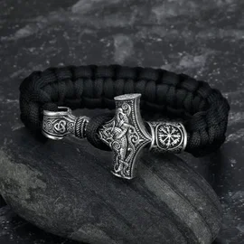Bransoletka z paracordu Asgard Crafted Mjolnir - srebrna