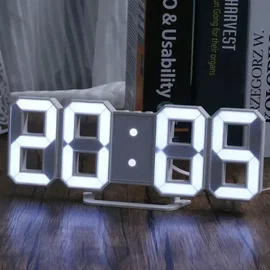 Cyfrowy zegar LED 3D ścienny/budzik USB