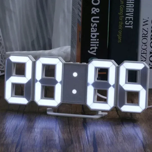 Cyfrowy zegar LED 3D ścienny/budzik USB