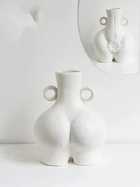 Nordycki ceramiczny wazon w kształcie ciała, biały M