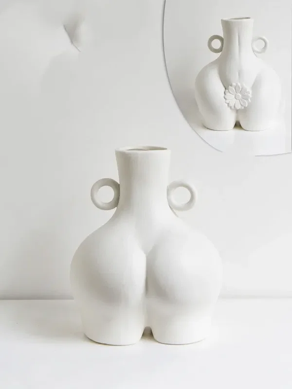 Nordycki ceramiczny wazon w kształcie ciała, biały M
