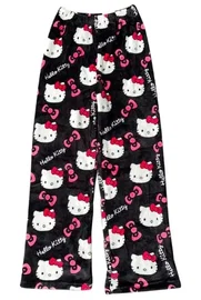 SPODNIE DAMSKIE PIŻAMOWE DRESOWE HELLO KITTY CZARNO-RÓŻOWE CIEPŁE M