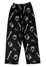 SPODNIE DAMSKIE PIŻAMOWE DRESOWE HELLO KITTY CZARNE CIEPŁE XS
