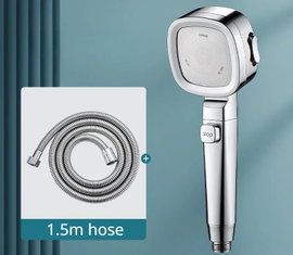 Wysokociśnieniowa głowica prysznicowa w 3 trybach – Silver with hose