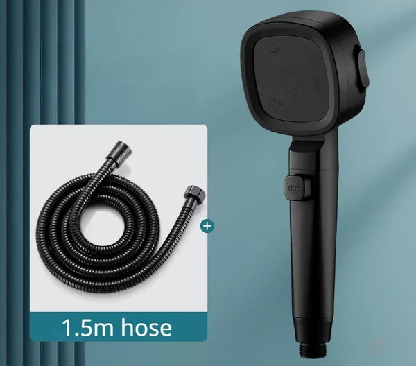 Wysokociśnieniowa głowica prysznicowa w 3 trybach – Black with hose