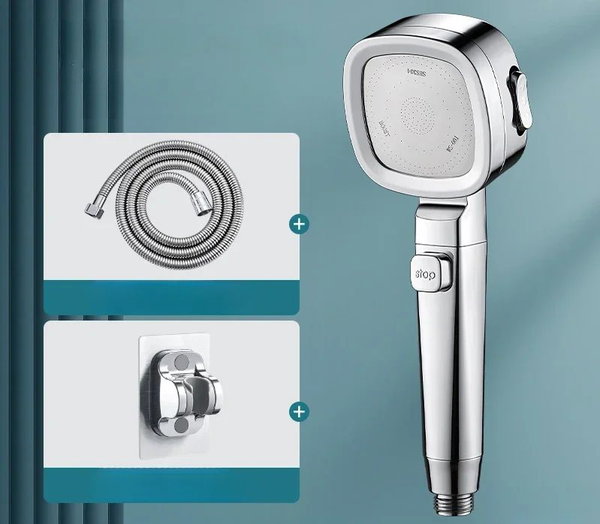 Wysokociśnieniowa głowica prysznicowa w 3 trybach – Silver 3pcs set
