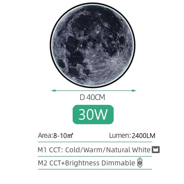 lampa ścienna z motywem Księżyca, inteligentne sterowanie pilotem – 40 cm