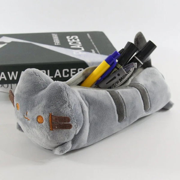 Piórnik w stylu Pusheen, szkolny pluszowy