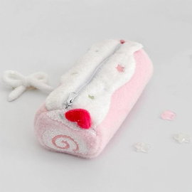 1 szt. Uroczy kremowy piórnik w kształcie rolki, duża pojemność – pink