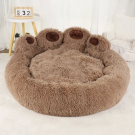 Puszyste legowisko dla psa, zimowe, ciepłe – Coffee / L 70 cm
