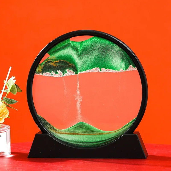 3D Ruchomy Piasek Obraz Okrągłe Szkło Głębokie – 12 inch