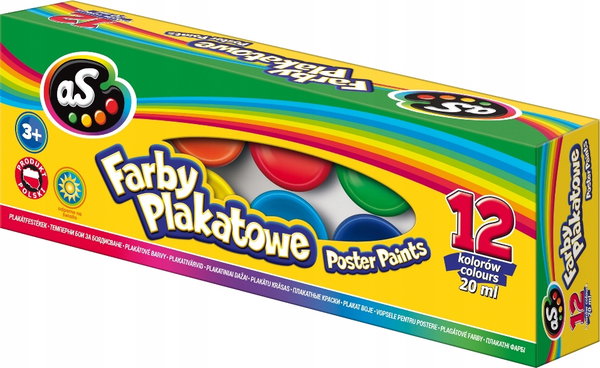 FARBY SZKOLNE AS P4 12KOL 20ML #0036 #9265 - Nowe