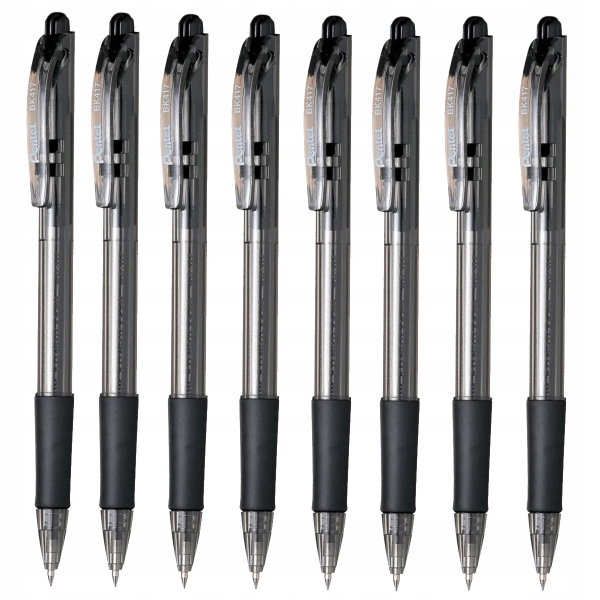 8 SZT. X CZARNY DŁUGOPIS 0.7MM PENTEL BK-417