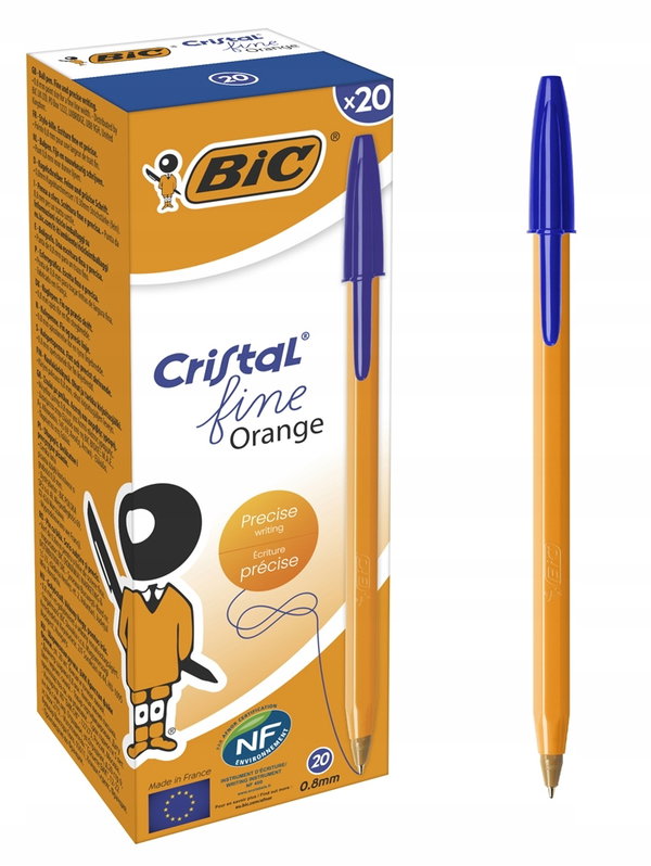 DŁUGOPIS BIUROWY BIC ORANGE NIEBIESKI 20szt PACZKA