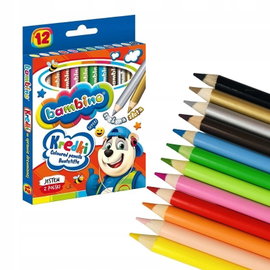 KREDKI BAMBINO JUMBO 12 KOLORÓW OŁÓWKOWE DREWNIANE I GRUBE