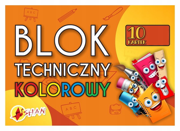 Blok techniczny kolorowy A3 - 10 arkuszy, 10 kolorów