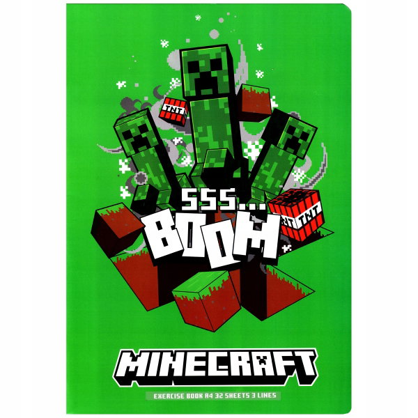 Zeszyt A4 32 kartki w kolorowe trzy linie Minecraft Astra
