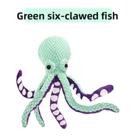 Piszcząca pluszowa zabawka dla psa w kształcie ośmiornicy – Green six-clawedfish