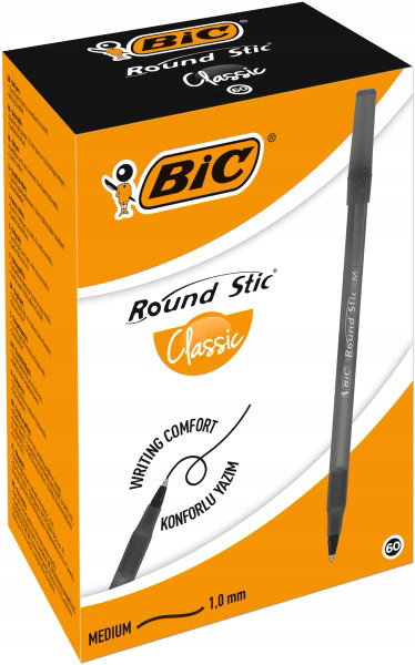 BIC ROUND STIC CLASSIC DŁUGOPIS CZARNY 60 SZT. - NOWY