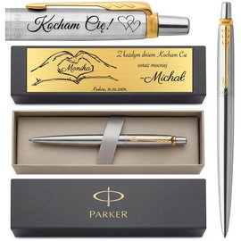 Długopis PARKER Jotter STALOWY z grawerem i etui TABLICZKA na PREZENT