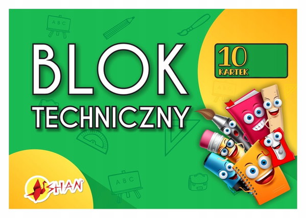 Blok techniczny szkolny A3 10 kartek biały 200g - Shan