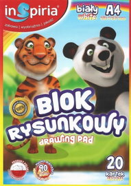 BLOK RYSUNKOWY INSPIRIA FORMAT A4 20 BIAŁYCH KARTEK 90 G SZKOLNY DLA DZIECI