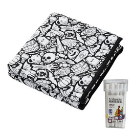 Koc do malowania DIY 150x125cm, zmywalny, welurowy, 24 kolory, markerami