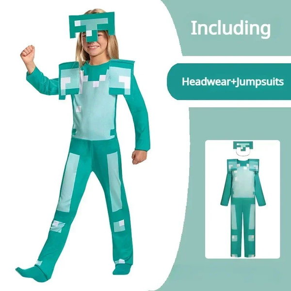 Strój Cosplay Anime Pixel-Man Creeper Steve na Halloween B/XL-140