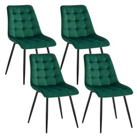 Zestaw 2/4/6 aksamitnych krzeseł do jadalni z metalowymi nogami, Green