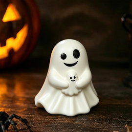 Urocza figurka ducha z środkowym palcem, biała – style d