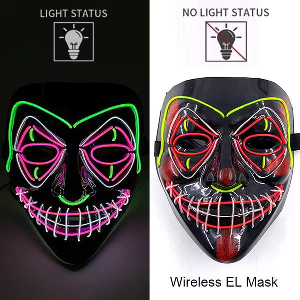 Maska LED neonowa straszna żółta – style 12