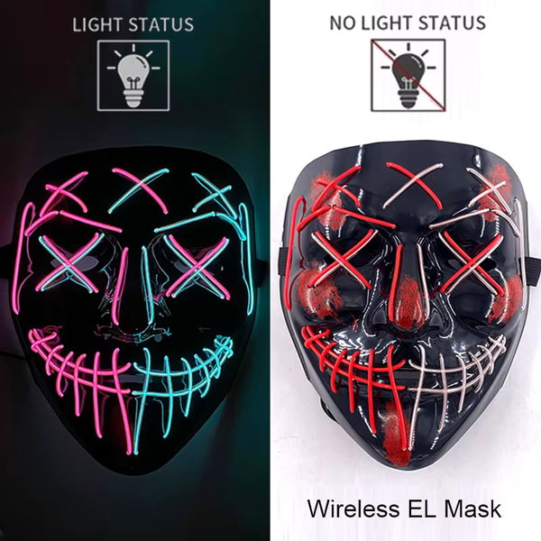 Maska LED neonowa straszna żółta – style 13