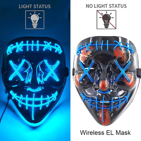 Maska LED neonowa straszna żółta – style 17
