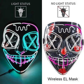 Maska LED neonowa straszna żółta – style 18