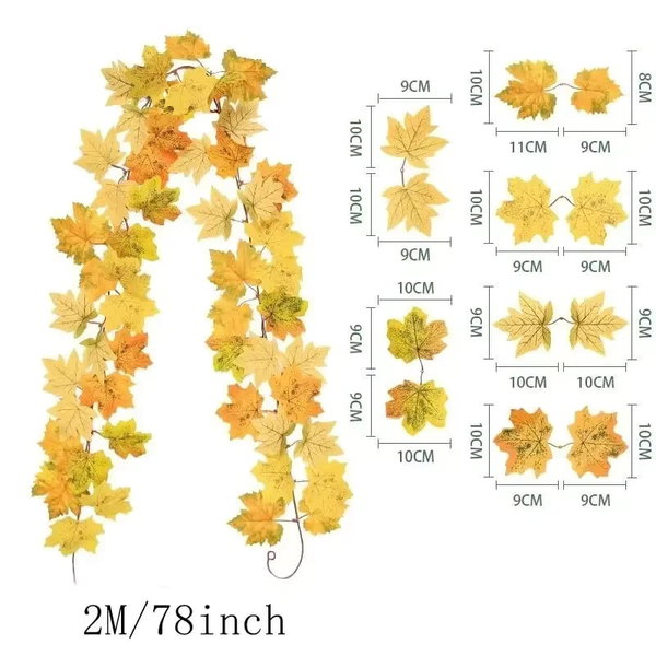 Wieniec z sztucznych liści klonu, 200 cm – B