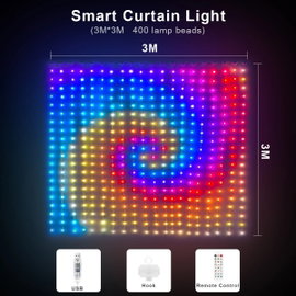 Kurtyna świetlna RGB 2 m x 2 m 400LEDs 3 m x 3 m 400LEDs