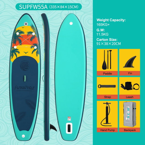 Deska SUP do wiosłowania 335×83×15 cm kolor SUPFR03F SUPFW55A(335×84×15 cm)