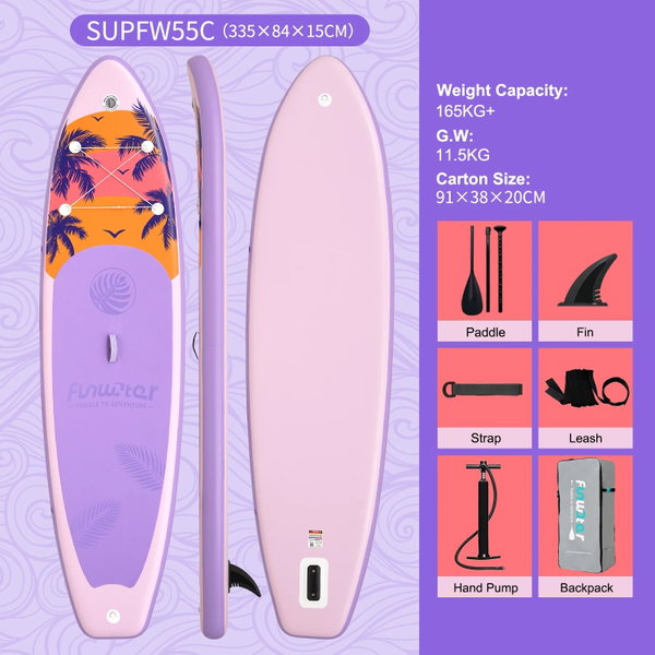 Deska SUP do wiosłowania 335×83×15 cm kolor SUPFR03F SUPFW55C(335×84×15 cm)