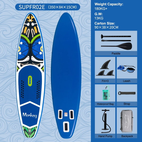 Deska SUP do wiosłowania 335×83×15 cm kolor SUPFR03F SUPFR02E(350*84*15 cm)