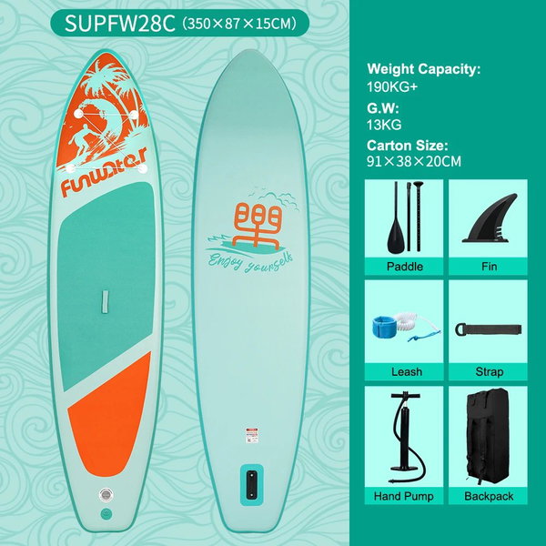 Deska SUP do wiosłowania 335×83×15 cm kolor SUPFR03F SUPFW28C(350×87×15 cm)