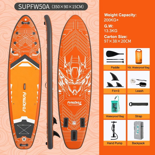 Deska SUP do wiosłowania 335×83×15 cm kolor SUPFR03F SUPFW50A(350×90×15 cm)