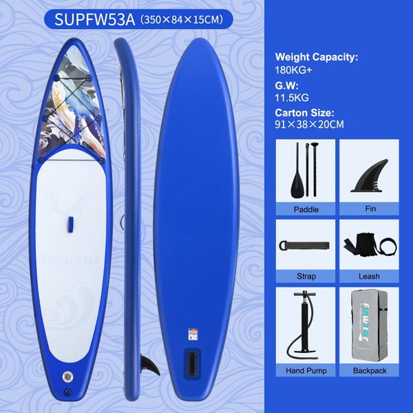 Deska SUP do wiosłowania 335×83×15 cm kolor SUPFR03F SUPFW53A(350×84×15)
