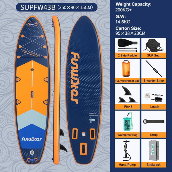 Deska SUP do wiosłowania 335×83×15 cm kolor SUPFR03F SUPFW43B(350×90×15 cm)