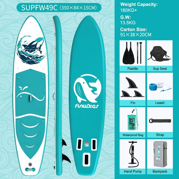 Deska SUP do wiosłowania 335×83×15 cm kolor SUPFR03F SUPFW49C(350×84×15 cm)