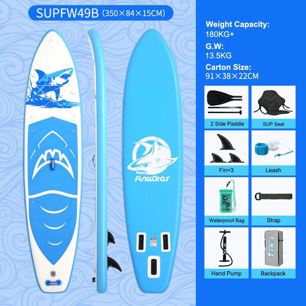 Deska SUP do wiosłowania 335×83×15 cm kolor SUPFR03F SUPFW49B(350×84×15 cm)