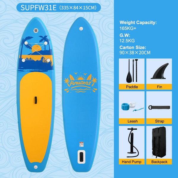 Deska SUP do wiosłowania 335×83×15 cm kolor SUPFR03F SUPFW31E(335*84*15 cm)